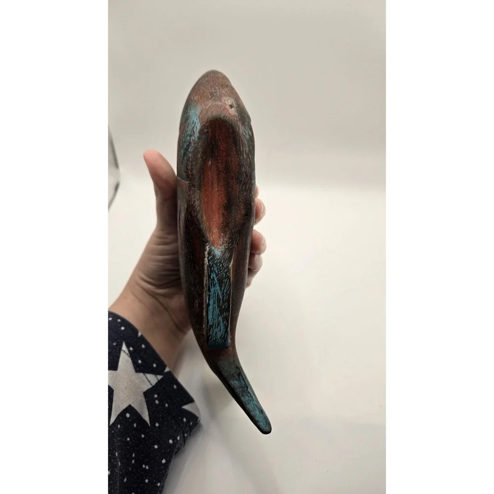 Vintage Carved Wood Fish Decor Coastal Nautical Rustic Boho 9